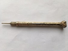 C1860-70s 9ct GOLD CASED COMBINED PROPELLING PENCIL&DIP PEN&BLOODSTONE INSET TOP