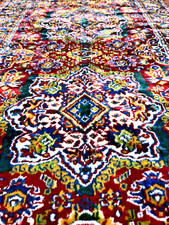 VINTAGE HANDMADE KNOTTED WOOL SILK BAKHTIARI TURKISH PRAYER MAT RUG CARPET BOHO
