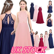 UK Flower Girl Dress Princess Formal Party Ball Gown Wedding Bridesmaid Age 5-14