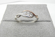 Clogau Gold Silver & 9ct Rose Gold Past Present Future Ring Size O 1/2