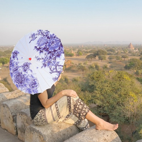 Vintage silk umbrella chinese - vintage,