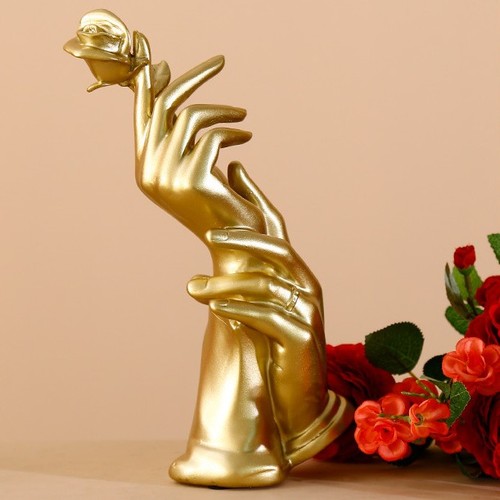 Gold resin rose sculpture - rose, home