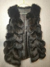 Black Gilet Real Fur Vest Size