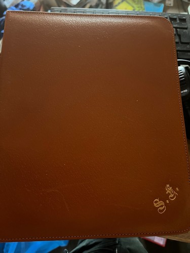 Leather brown writing case - brown,