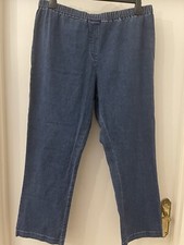 Ladies Cotton Traders Elasticated Waist Blue Denim Trousers Size 20