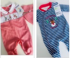 Newborn BNWT Stunning JOJO MAMAN BEBE CHRISTMAS Baby Clothes Sleepsuit Bundle