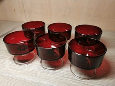 Vintage Arcoroc Luminarc France Ruby Red Stemware Footed Dessert Glass Set Of 6