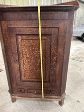 Georgian Solid Oak Antique Corner Cabinet set on a plinth with original key