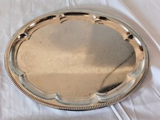 Serving Tray Silver Colour Metal Large Floral Serving Tray