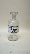 Vintage labelled glass chemistry bottles Nitric Acid