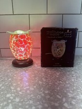Red Cream Crackle Glass Wax Melt Warmer Electric Fragrance Lamp Busy Bee Candles
