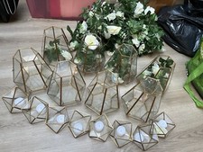 X8 Wedding Centrepieces - Geometric Art Deco Used Rustic Fairy Lights Flowers