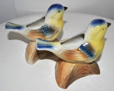 Keele Street Pottery Planter Vases 'Blue Tits'- Vintage glossy decorative- GC