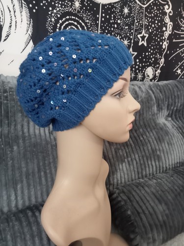 Beret style hat blue small - beret,
