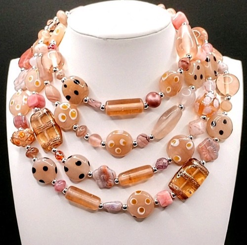 Peach coral apricot pink glass - coral,