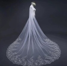 New Cathedral Wedding Veil With Embroidery