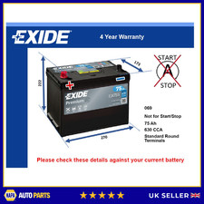 Car battery ea755 exide - battery, 069