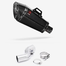 Lextek Stainless Steel XP8C Carbon Fibre Exhaust 210mm with Link Pipe Silencer