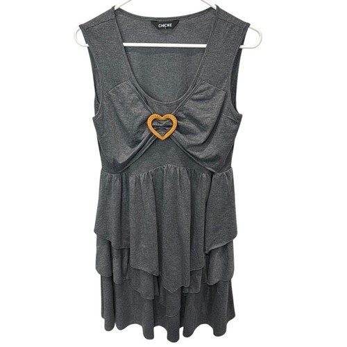 Chicme gray tiered ruffle - ruffle, mini