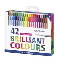 Staedtler Triplus Fineliners 334 C42 Fine Liners Assorted Colours - Pack 42