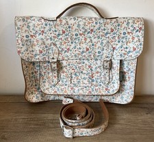 Zatchels Extra Large 15 x 12in Floral Leather Satchel Bag with Removable Strap