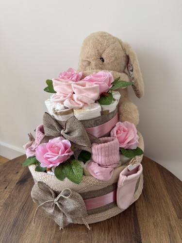 Handmade baby girl nappy cake - baby,