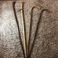 Joblot Of 4 Antique & Vintage Walking Sticks Hand Carved  Knobbly Etc
