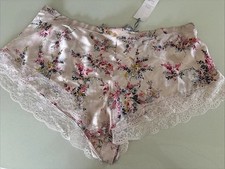 M&S Autograph Rosie French Knickers BNWT  Pink Floral Silk Blend & Lace, UK 22
