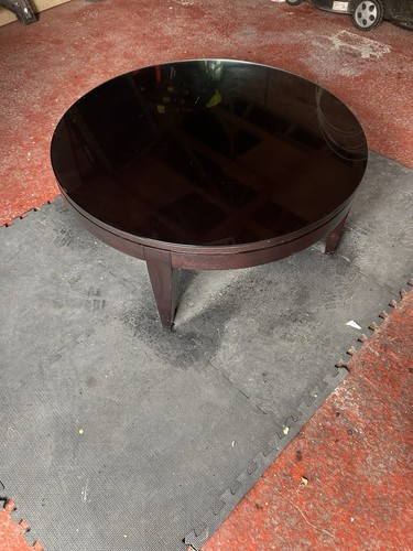 Round dark wood coffee - dark, table