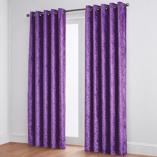 Crushed velvet curtains - curtains, pair