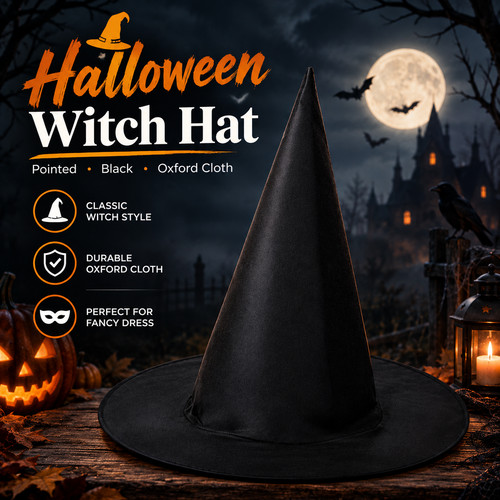 Halloween pointed witch hat - pointed,