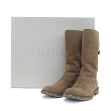 SARTORE Suede Buckle Belt Jockey Boots Mid Boots 35 1/2 Brown Women USED