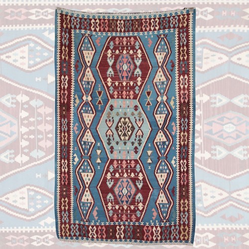 Vintage flatweave blue kilim - flatweave,