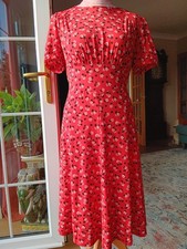 1940s style red floral  tea dress by Pearl Lowe at Peacocks UK 14