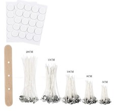 Pre-Waxed Candle Wicks with Sustainers Long Tabbed Wicks for Candle Making UK