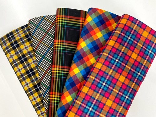 Tartan cotton fabric - cotton, colourful