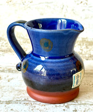 CONWY POTTERY Wales BLUE PEACOCK JUG Carol Wynne Morris BACKSTAMP + SIGNED LABEL