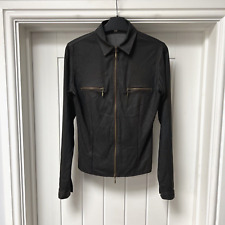 Anne Fontaine Shirt Women's UK 8 Brown Wax Coated Texture Zip Front Collared