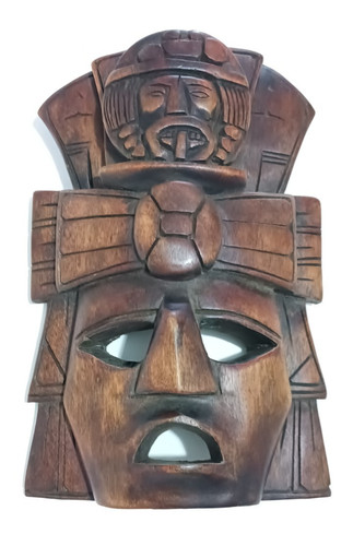 Hand carved wood mask - 8",