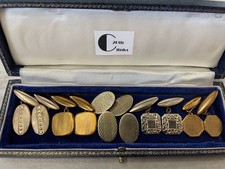 5 Pairs Antique Art Deco Vintage Geometric Engine Turned Chain Link Cufflinks