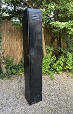 Vintage School Locker Black Painted Metal Industrial Workshop Tall Gun Cabinet