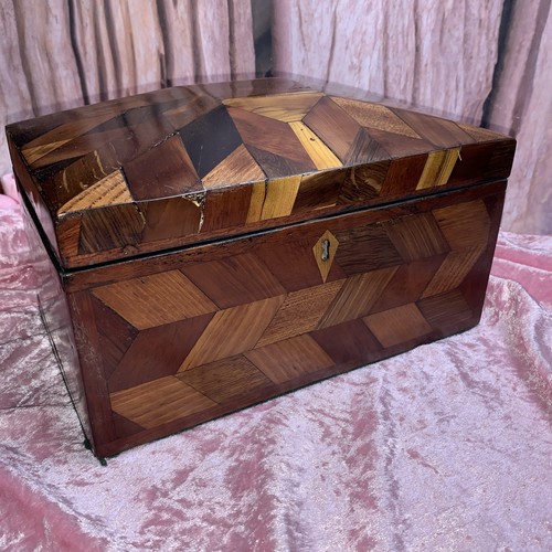 Antique marquetry tea - marquetry, caddy