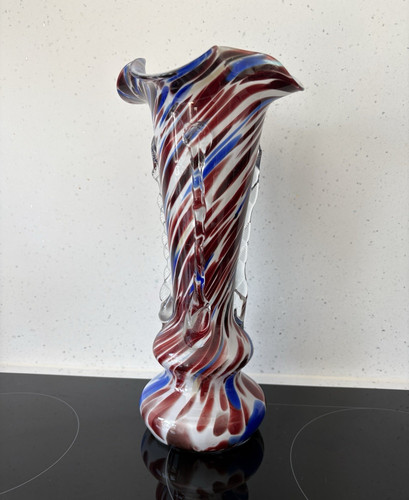 Red blue white swirl - red,