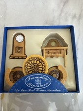 Vintage De-Luxe Wood Miniature Doll House Furniture PMS 5pc Set 1996 Rare