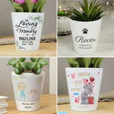 PERSONALISED Ceramic Indoor Plant Flower Pot Holder Birthday Gifts For Her Him