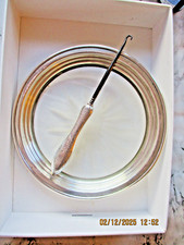 ANTIQUE C 1890 -1900 STERLING , MONOGRAMMED  ,ETCHED BUTTON HOOK +DISH- OPTIONAL