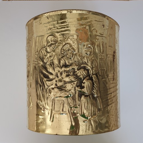 Embossed brass planter pot - brass, or
