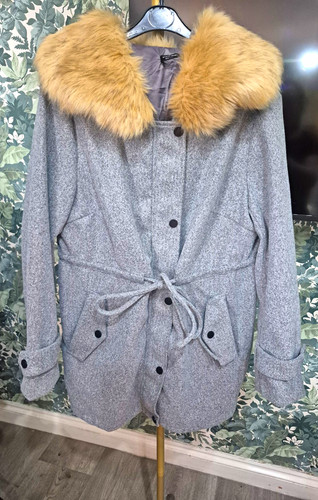 Shein grey hooded parka - grey,