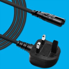 5m Black Power Lead / Mains Cable Figure of 8 IEC C7 Connector 3 Pin Plug