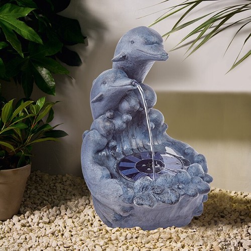 Water feature playing dolphins - feature,